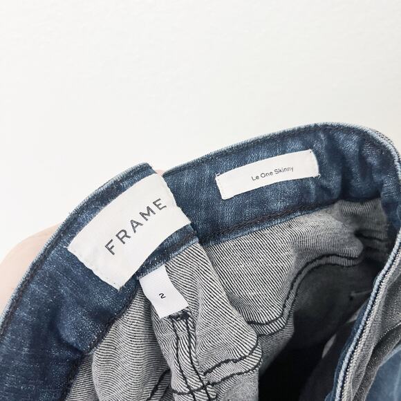 [Frame] Le One Skinny Two Tone Stretch Teller Mid Rise Jeans Ankle Length Sz 30 - Picture 10 of 11
